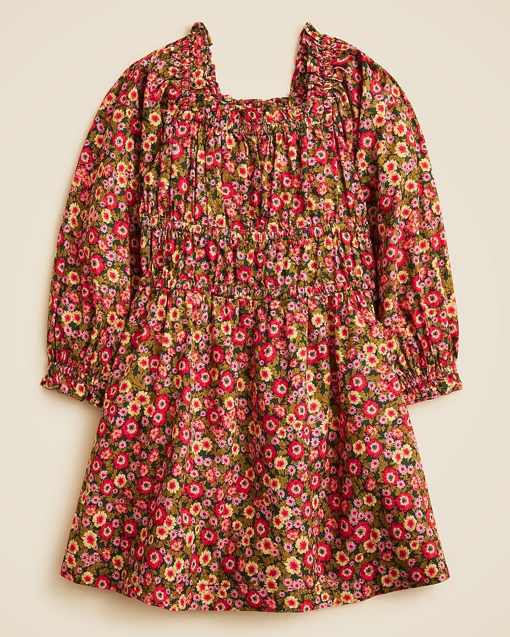 Girls' long-sleeve smocked dress in floral | J. Crew US