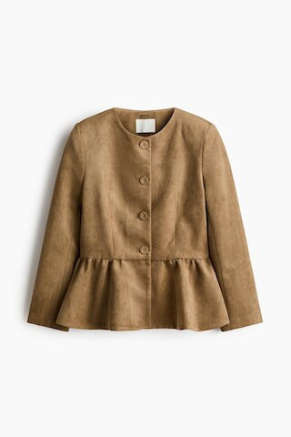 H & M - Collarless Peplum Jacket - Beige | H&M (US + CA)