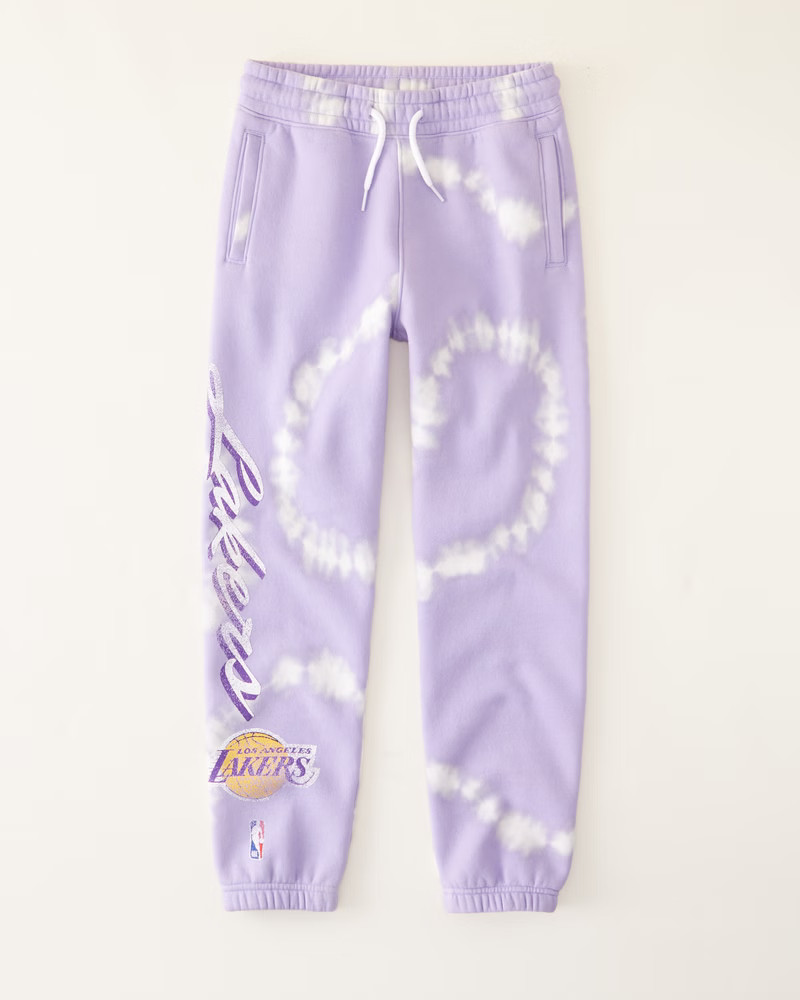 abercrombie kids boys tie-dye los angeles lakers easy-fit sweatpants in light purple dye effect - si | Abercrombie & Fitch (US)