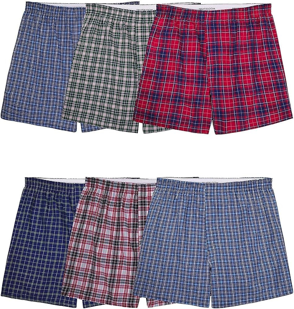 Fruit of the Loom Men's Tag-Free Woven Boxer Shorts, Relaxed Fit, Moisture Wicking, Assorted Colo... | Amazon (US)