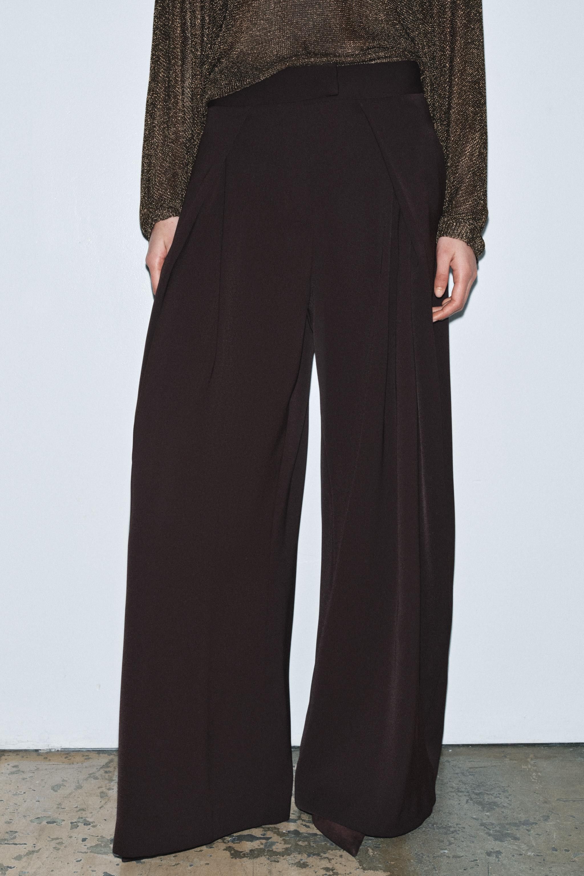 ZW COLLECTION FLOWY PLEATED PANTS | Zara US