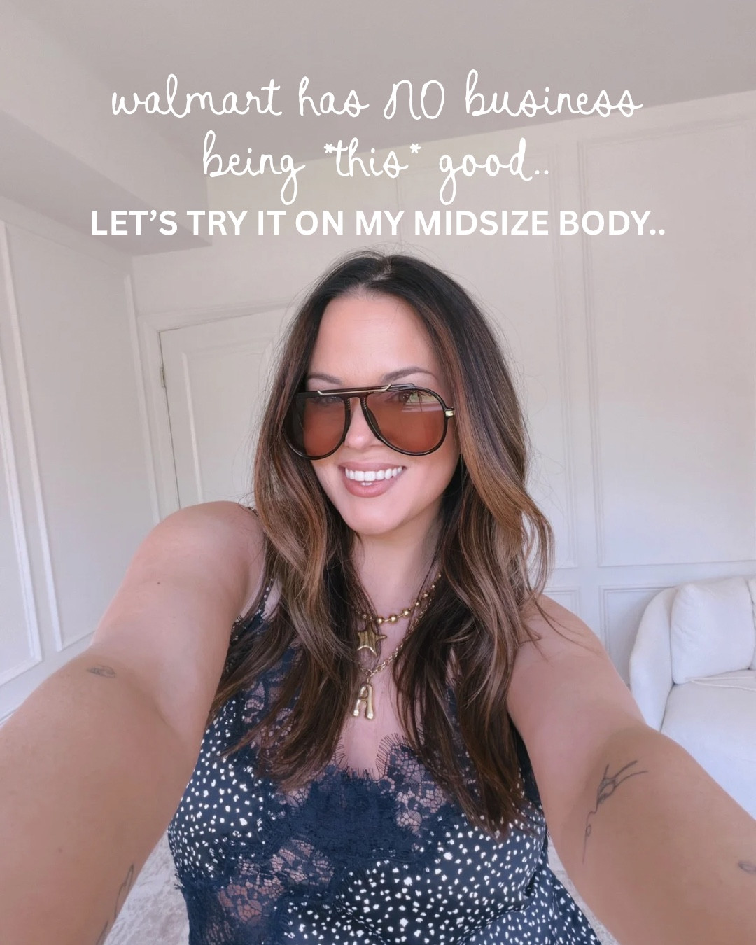 Walmart new finds I’m obsessing over!! 

sizes:
large in almost everything 
sized up to an XL in scalloped shorts, dog sweater, & the lace shorts
wearing a 14 in the snakeskin denim 

#LTKootd #LTKMidsize #LTKmomlife