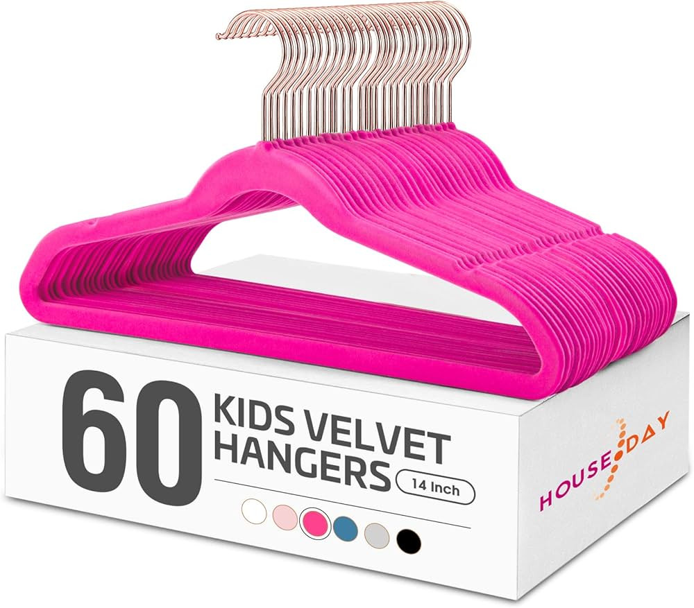 House Day Velvet Kids Hangers 60 Pack, Premium Childrens Hangers for Closet, Ultra Thin Cute Hang... | Amazon (US)