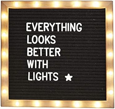 Letter Board THE ORIGINAL Black Felt Board with Stand, Built-in LED Lights 10 x 10 -Menu Board + Woo | Amazon (US)