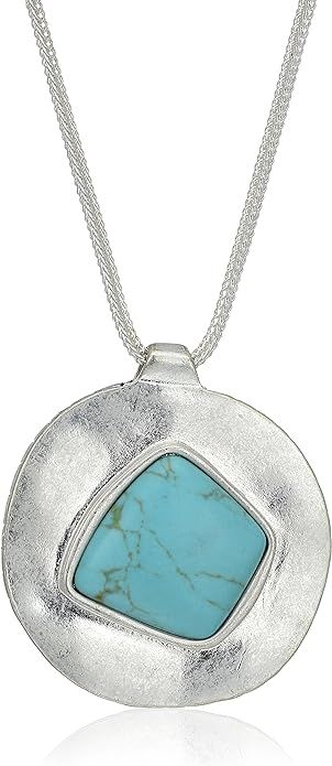 The SAK Semi-Precious Irregular Stone Pendant Necklace, Silver | Amazon (US)