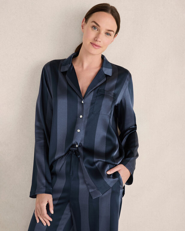Washable Silk Striped Pajama Shirt | Haven Well Within