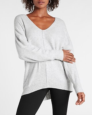 Seamed V-neck Tunic Sweater | Express