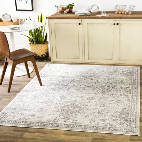 Hinderliter Oriental Area Rug in Light Grey/White | Wayfair North America