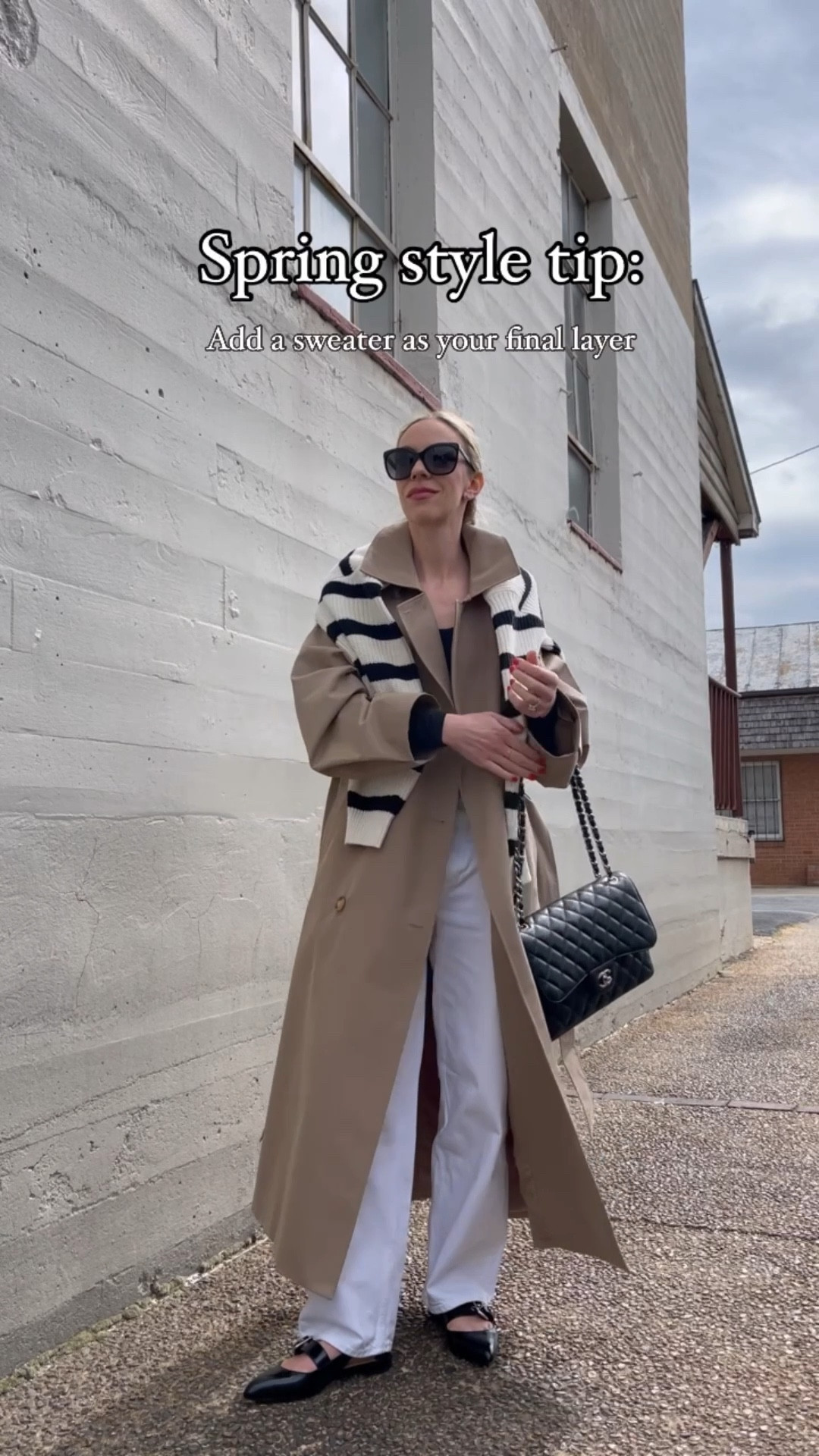 Spring trends, spring style tips, trench coat, striped sweater, white baggy jeans, ballet flats 

#LTKSaleAlert #LTKSeasonal #LTKOver40