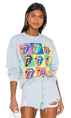 Madeworn Rolling Stones 89 Multi Tongue Sweatshirt in Blue Haze from Revolve.com | Revolve Clothing (Global)