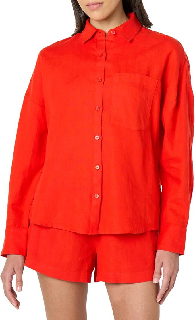 The Drop Women's Avila Classic Linen Button Down | Amazon (US)