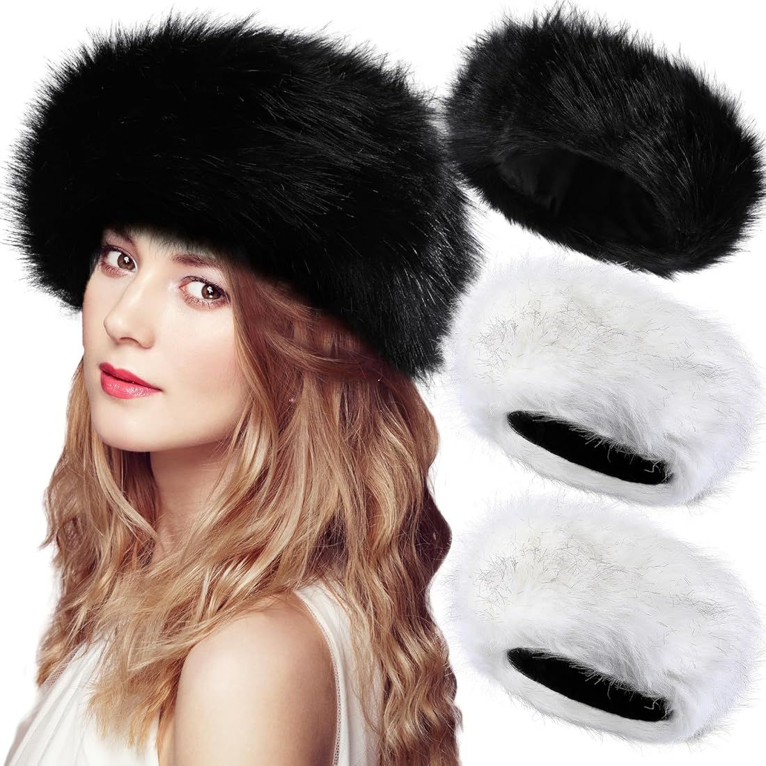 Toulite 4 Pcs Womens Faux Fur Headband with Elastic Winter Earwarmer Earmuff Warm Cap Fancy Fuzzy... | Amazon (US)