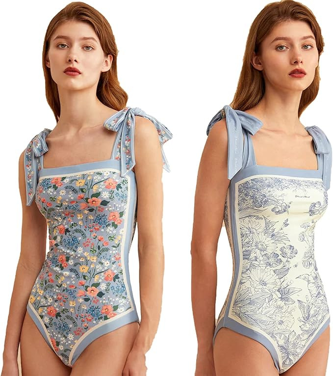 Kkrogtp One Piece Bathing Suit for Women, Reversible Tie Shoulder Monokini, Tummy Control Bathing... | Amazon (US)