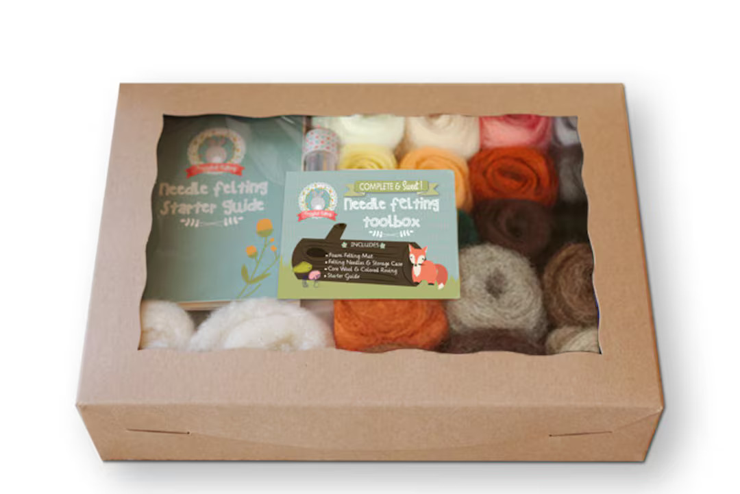 Needle Felting Starter Kit | Natural & Animal Colors | Wool Roving | Beginners Needle Felting Kit... | Etsy (US)