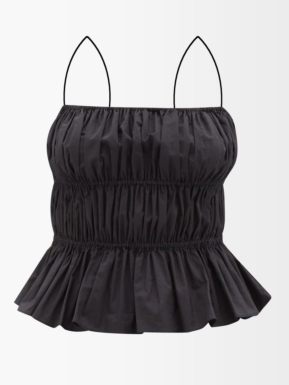 Gathered cropped organic-cotton poplin top | Matteau | Matches (US)