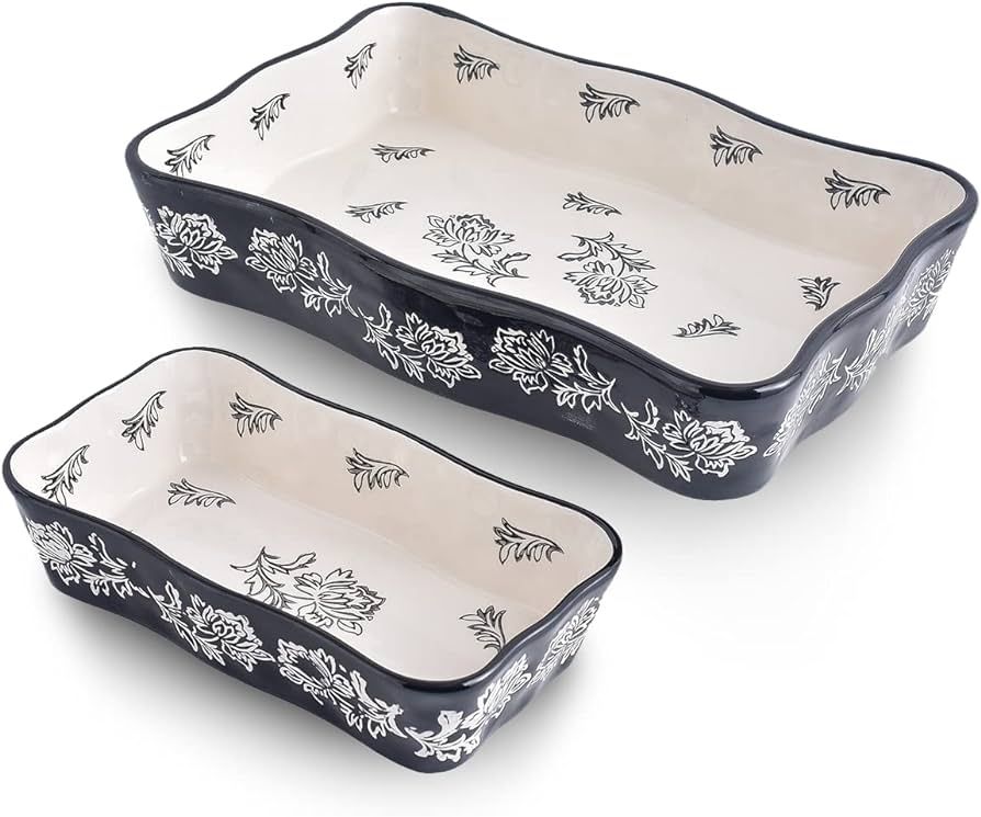 Wisenvoy Baking Dish Casserole Dish Ceramic Lasagna Pan 2-Pcs Bakeware Sets Baking Dishes Baking ... | Amazon (US)