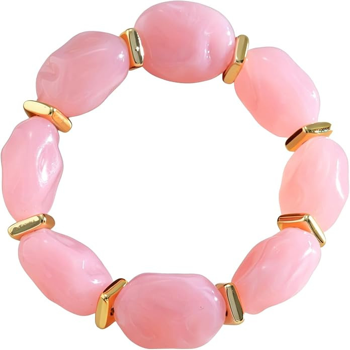 Colorful Chunky Beaded Bracelet for Women Bohemian Stackable Resin Bracelet Statement Jewelry for... | Amazon (US)