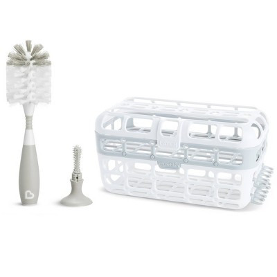 Munchkin High Capacity Dishwasher Basket And Bristle Brush Cleaning Set - Gray - 2ct | Target