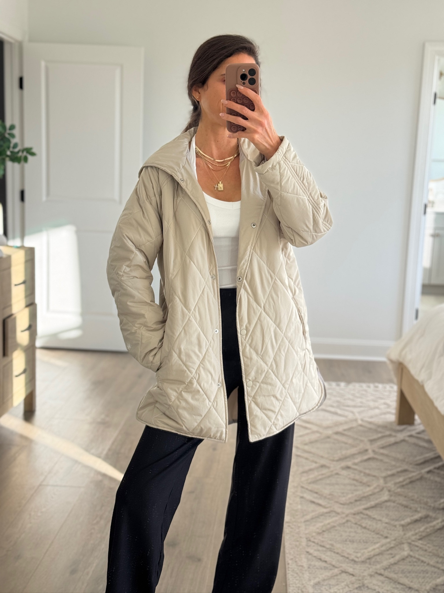 Easy outerwear piece that instantly pulls an outfit together. Lightweight quilted jacket with a relaxed fit that’s perfect for layering over basics. Styled with a fitted tank, wide-leg pants, and comfortable sneakers for an everyday look that works for errands, school drop-off, travel days, or casual outings. Neutral, practical, and easy to wear all season.

Casual outfit, everyday outfit, quilted jacket, lightweight jacket, neutral outerwear, wide leg pants, comfortable sneakers, layered look, casual chic style, mom outfit, travel outfit, affordable fashion

#LTKSeasonal #LTKmomlife #LTKootd