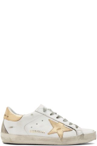 White & Gold Superstar Sneakers | SSENSE 