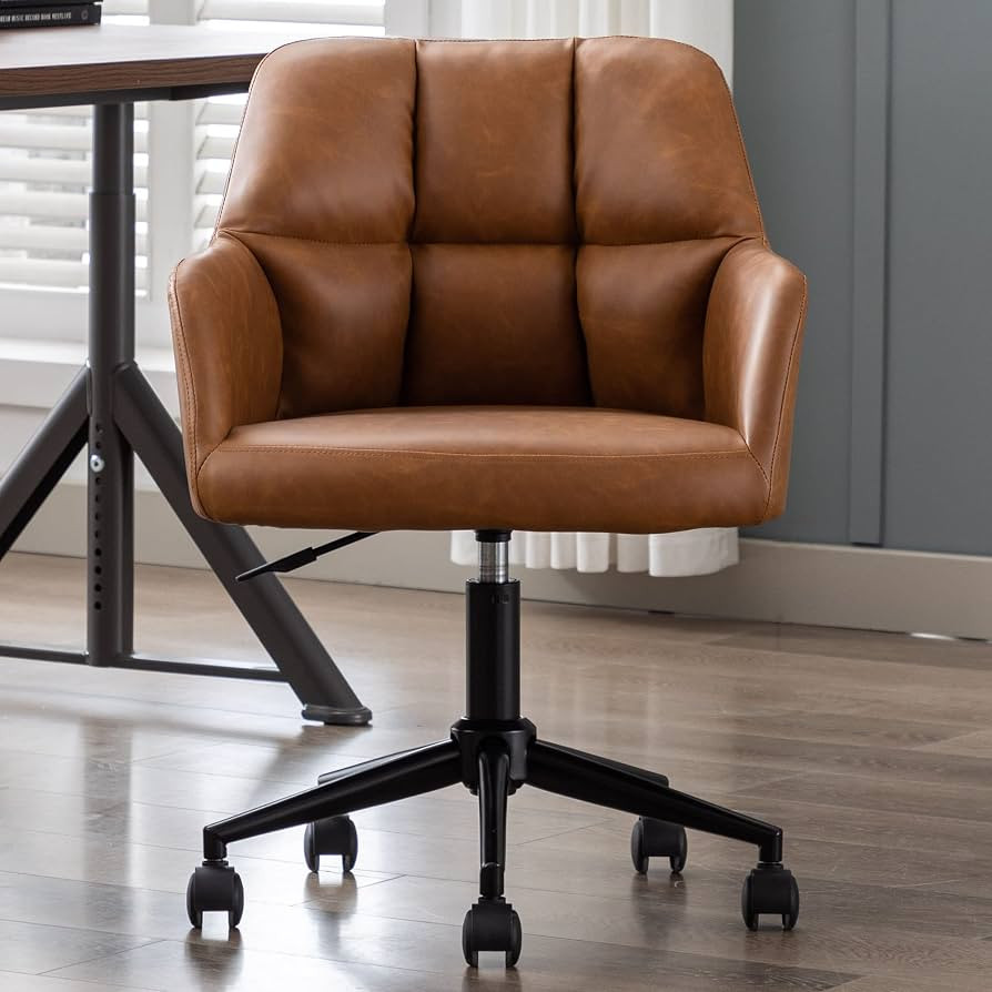 VESCASA Adjustable Home Office Desk Chair with Comfy Square Tufted Mid-Back, Faux Leather 360 Swi... | Amazon (US)