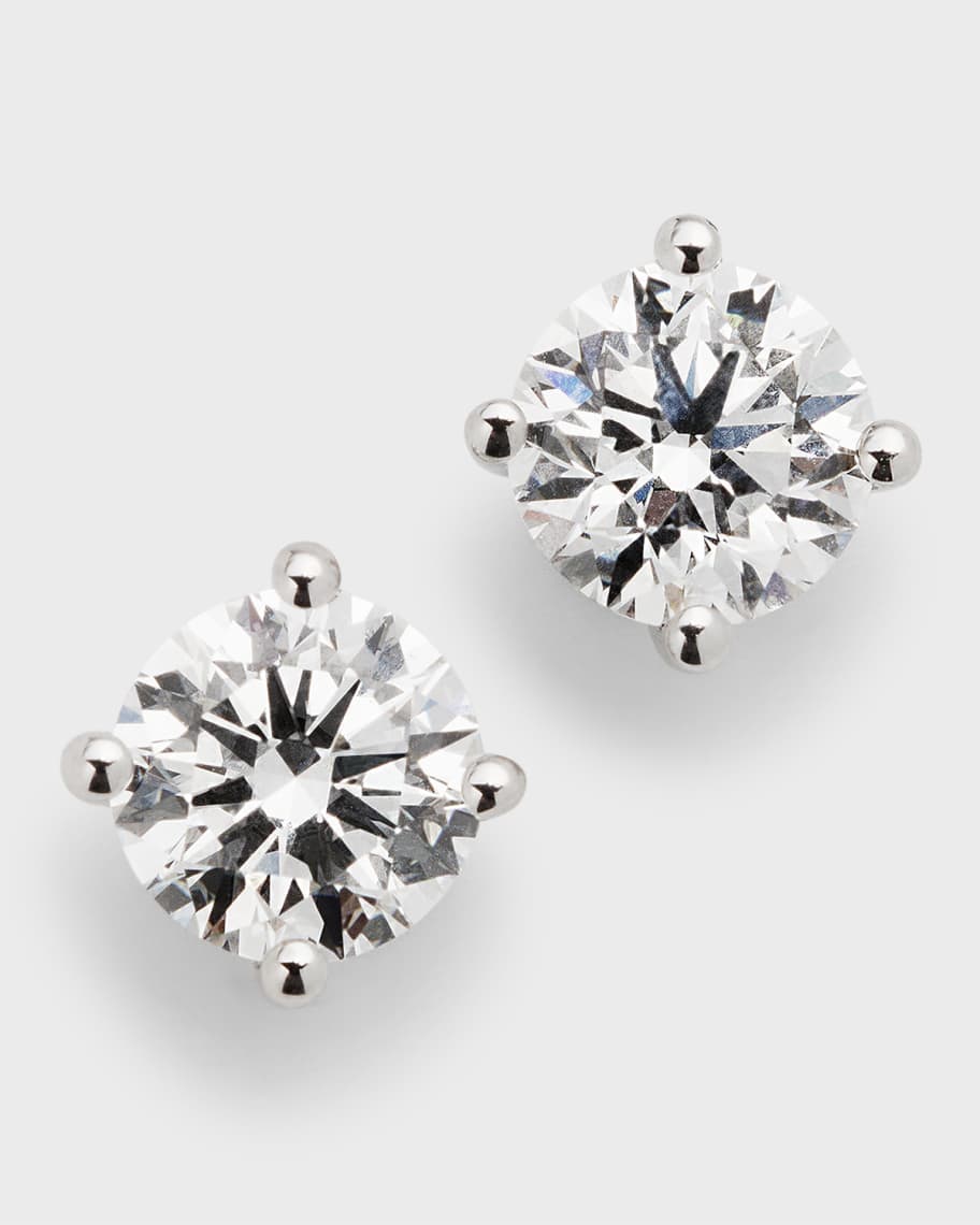 Lab Grown Diamond 18K White Gold Round Stud Earrings, 2.0tcw | Neiman Marcus