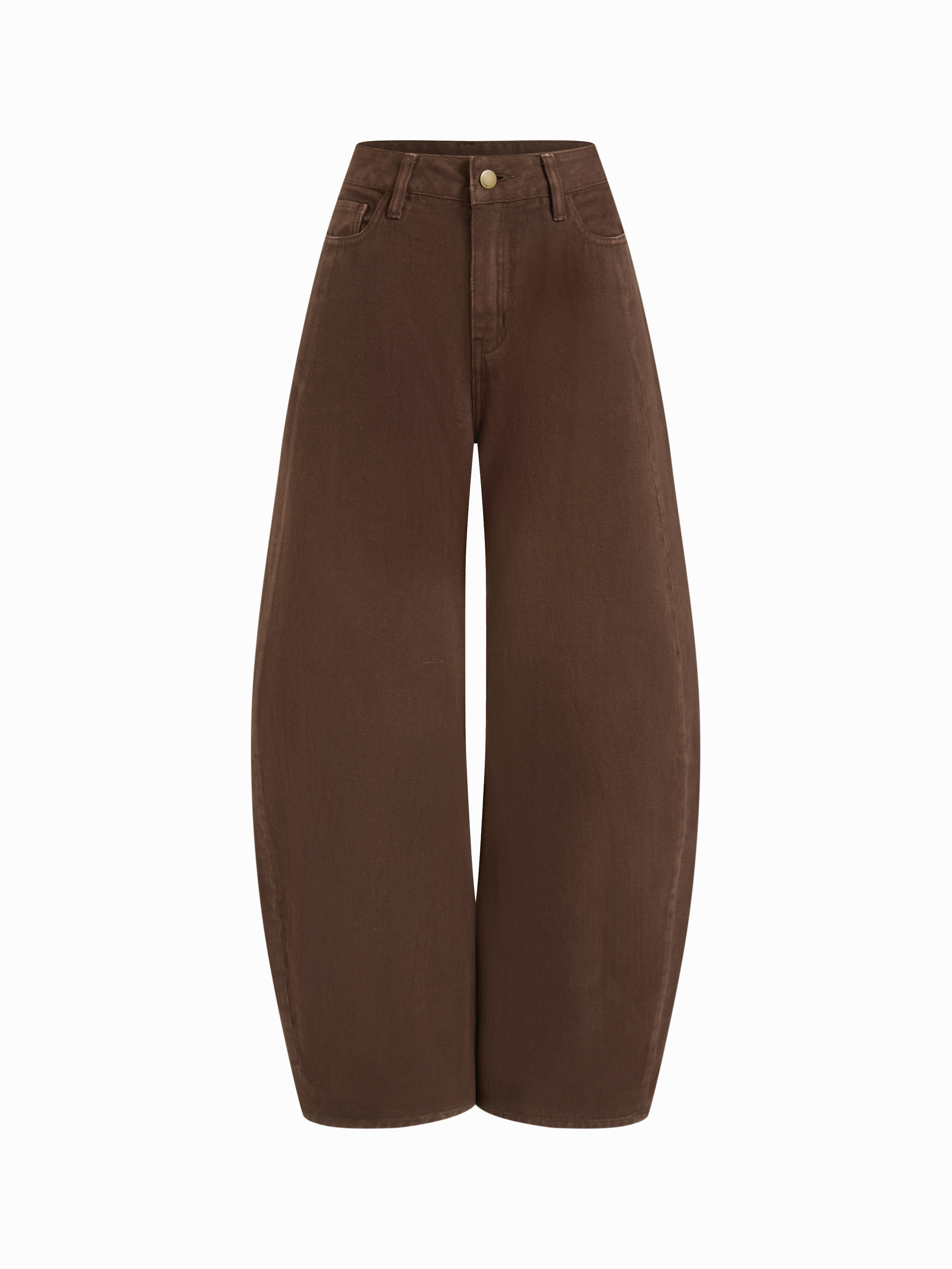 Denim Denim Low Rise Solid Pocket Barrel-leg Jeans For Daily Casual | Cider