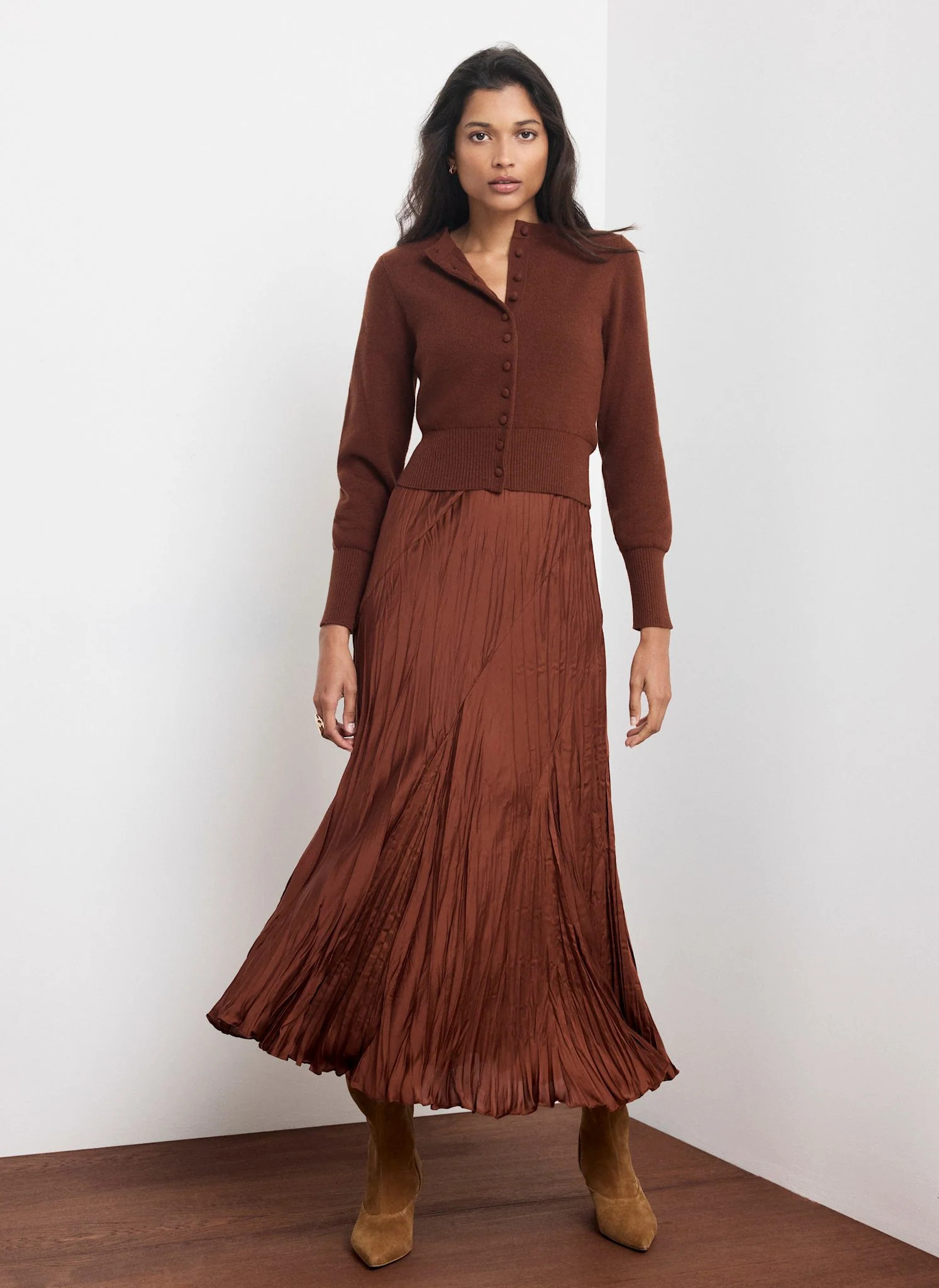Brown 2-in-1 Midi Dress | Mint Velvet - ROW