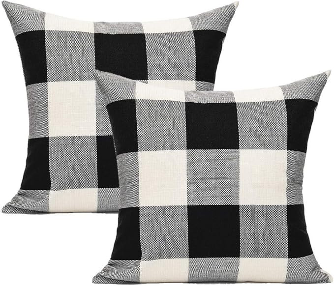 Black White Classroom Buffalo Plaids Decorative Outdoor Farmhouse Throw Pillow Covers Front Porch... | Amazon (US)
