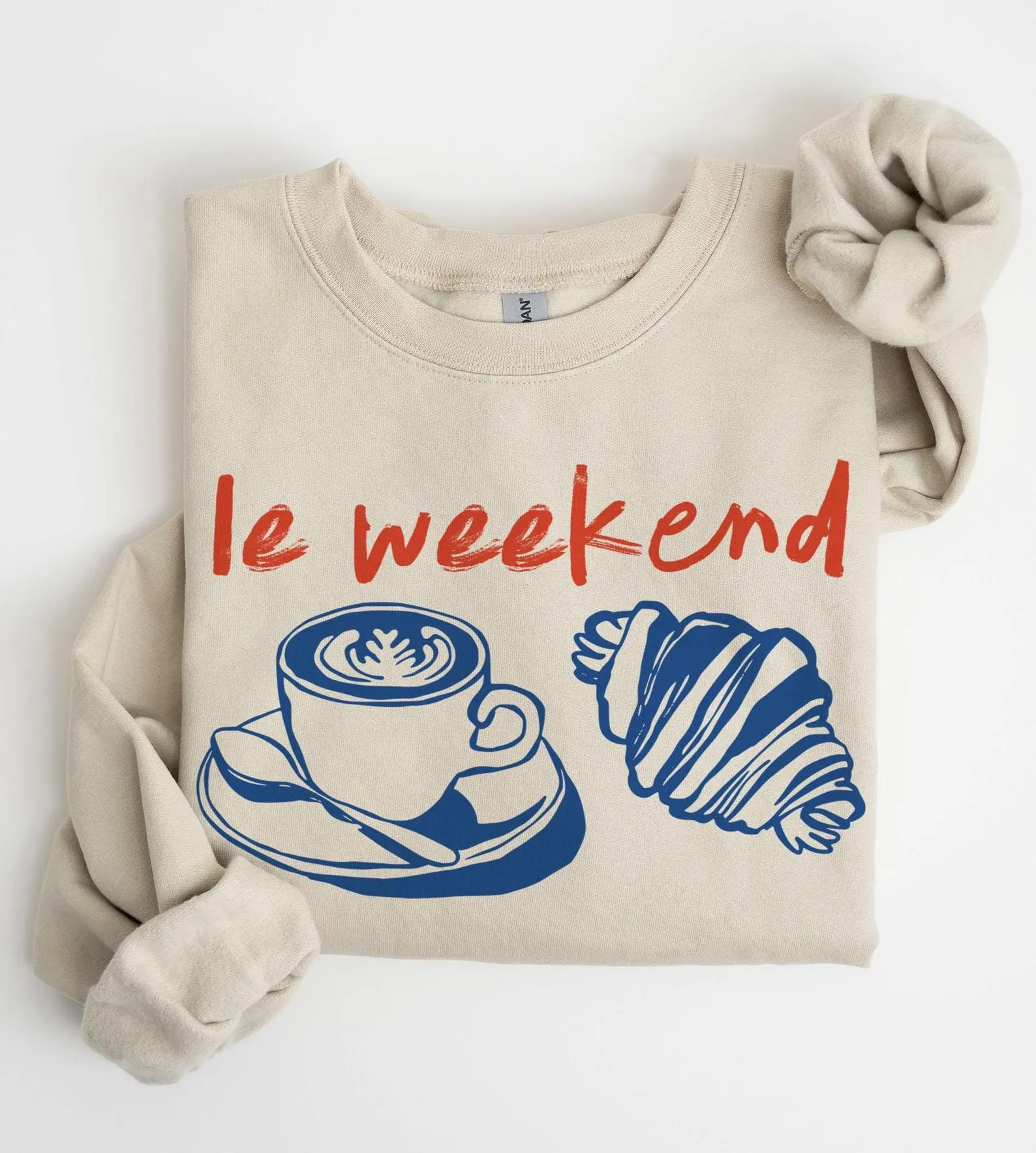 Weekend Sweatshirt, Le Weekend, Coffee and Croissant, Weekend Crewneck, Retro French Shirt, Cafe ... | Etsy (Global)