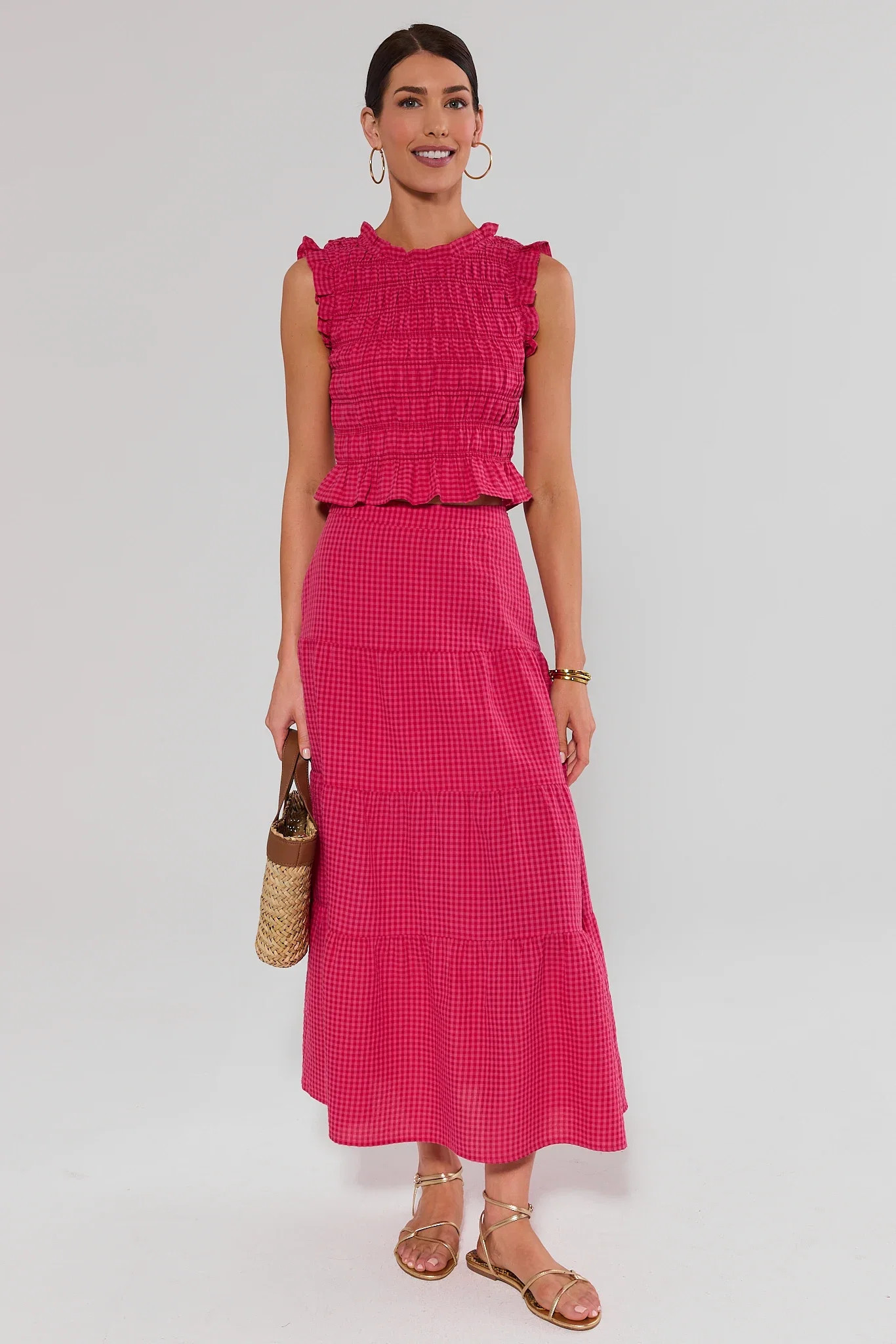 Jenny Pink Gingham Maxi Skirt | Avara