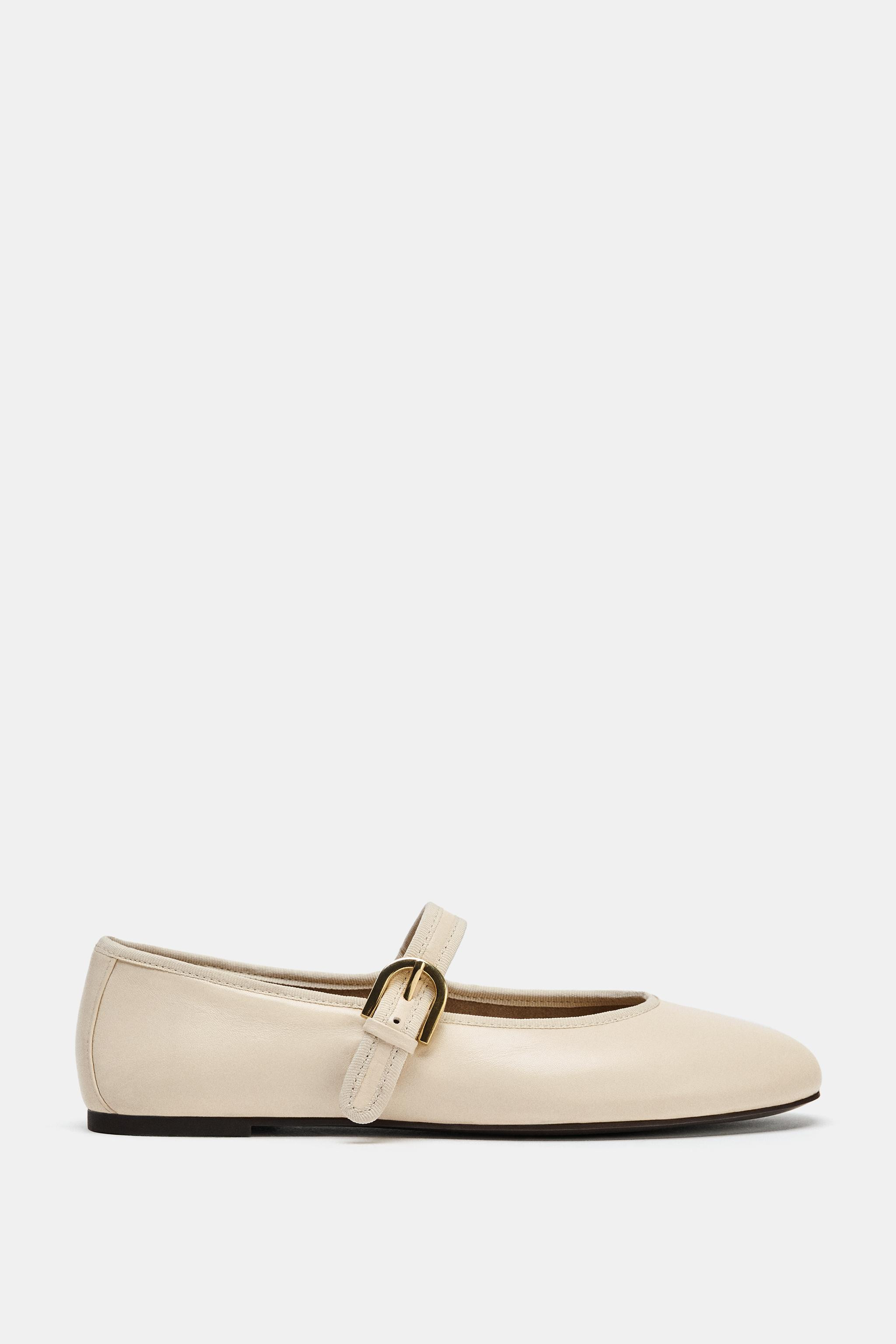 SOFT LEATHER BALLET FLATS | Zara US