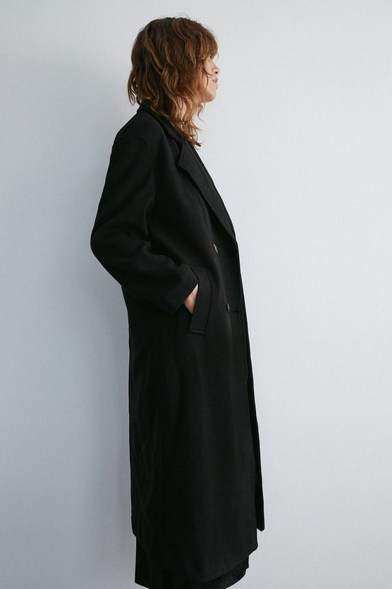 Relaxed Double Breasted Coat | Warehouse UK & IE