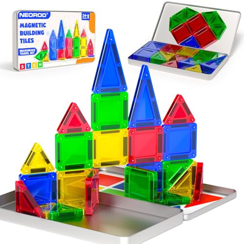 NEOROD Mini Magnetic Tiles, Travel Set Portable STEM Educational Building Blocks Toys for Kids Ages 3+, Essential Magnet Construction Set Gift for Boys & Girls During The Journey | Amazon (US)