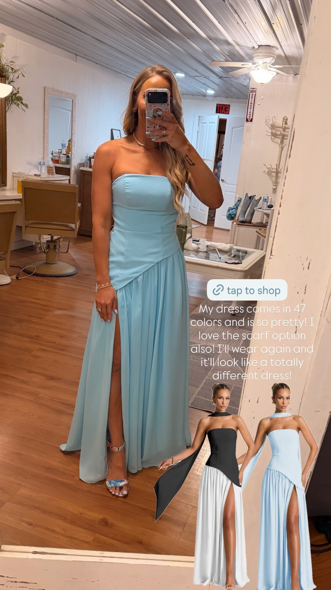 My dress comes in 47 colors and is so pretty! I love the scarf option also! I'll wear again and it'll look like a totally different dress!
