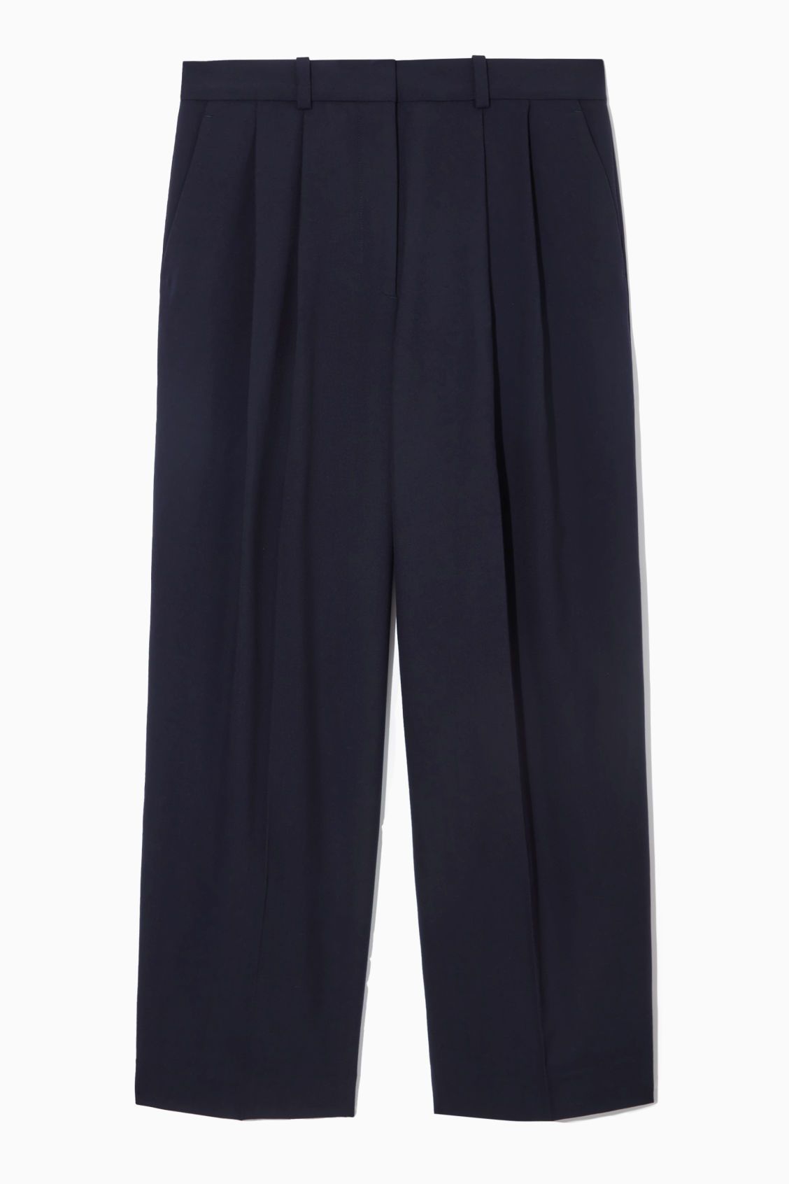 WIDE-LEG TAILORED WOOL TROUSERS - NAVY - COS | COS (EU)