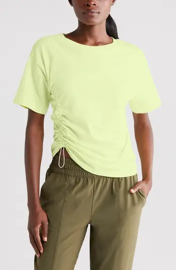 Adjustable Ruched Pima Cotton T-Shirt | Nordstrom