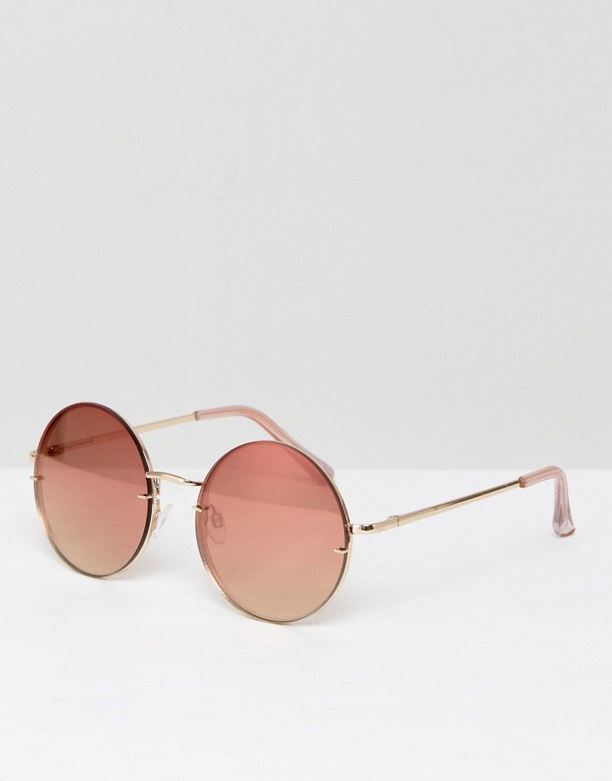 ALDO Kaasa Rose Gold Round Sunglasses - Gold | ASOS US