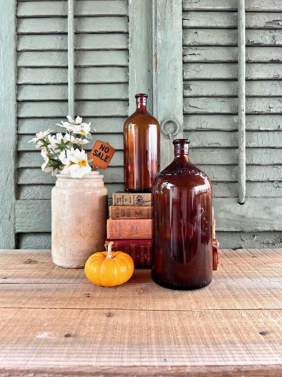 Beautiful Duo of Antique Embossed Amber Clorox Bottles  - Etsy | Etsy (US)