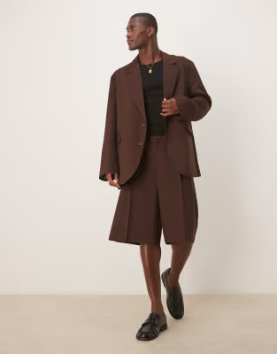 ASOS DESIGN slouchy oversized suit in brown | ASOS (Global)