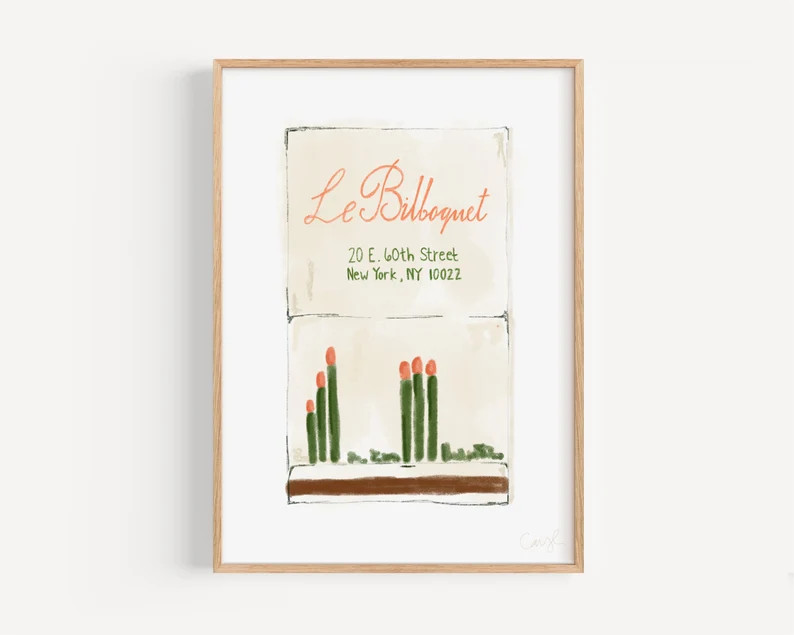 Bar & Kitchen Art Digital Download Matchbook Print Meat Your Match Le Bilboquet NYC Restaurant - ... | Etsy (US)