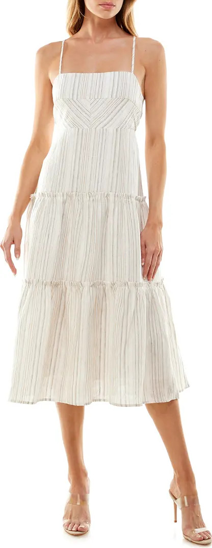 Stripe Cutout Tiered Linen Sundress | Nordstrom