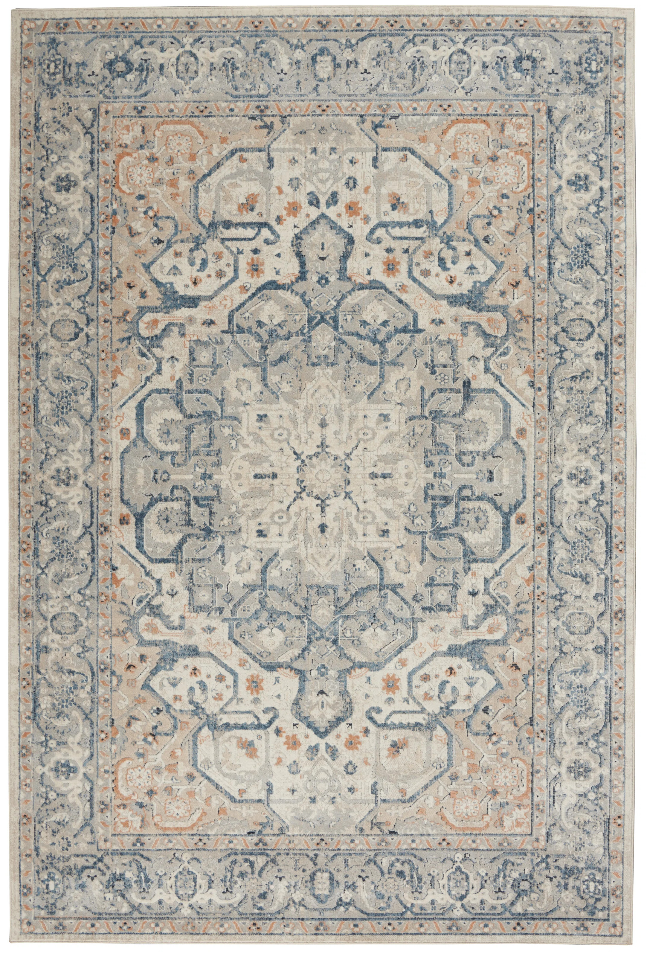 Kilsey Oriental Gray/Light Blue Area Rug | Wayfair North America