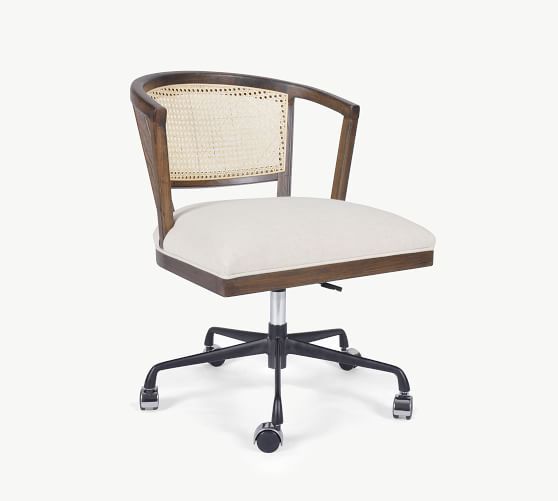 Lisbon Cane Swivel Desk Chair | Pottery Barn (US)