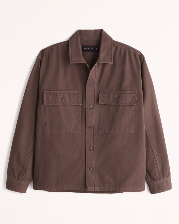 Brushed Back Twill Shirt Jacket | Abercrombie & Fitch (US)