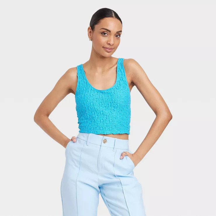 Women's Slim Fit Puckered Tank Top - A New Day™ | Target