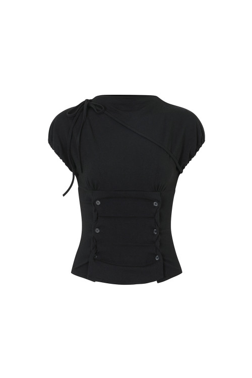 [Exclusive] JANE BUTTON TOP black | Musinsa Global