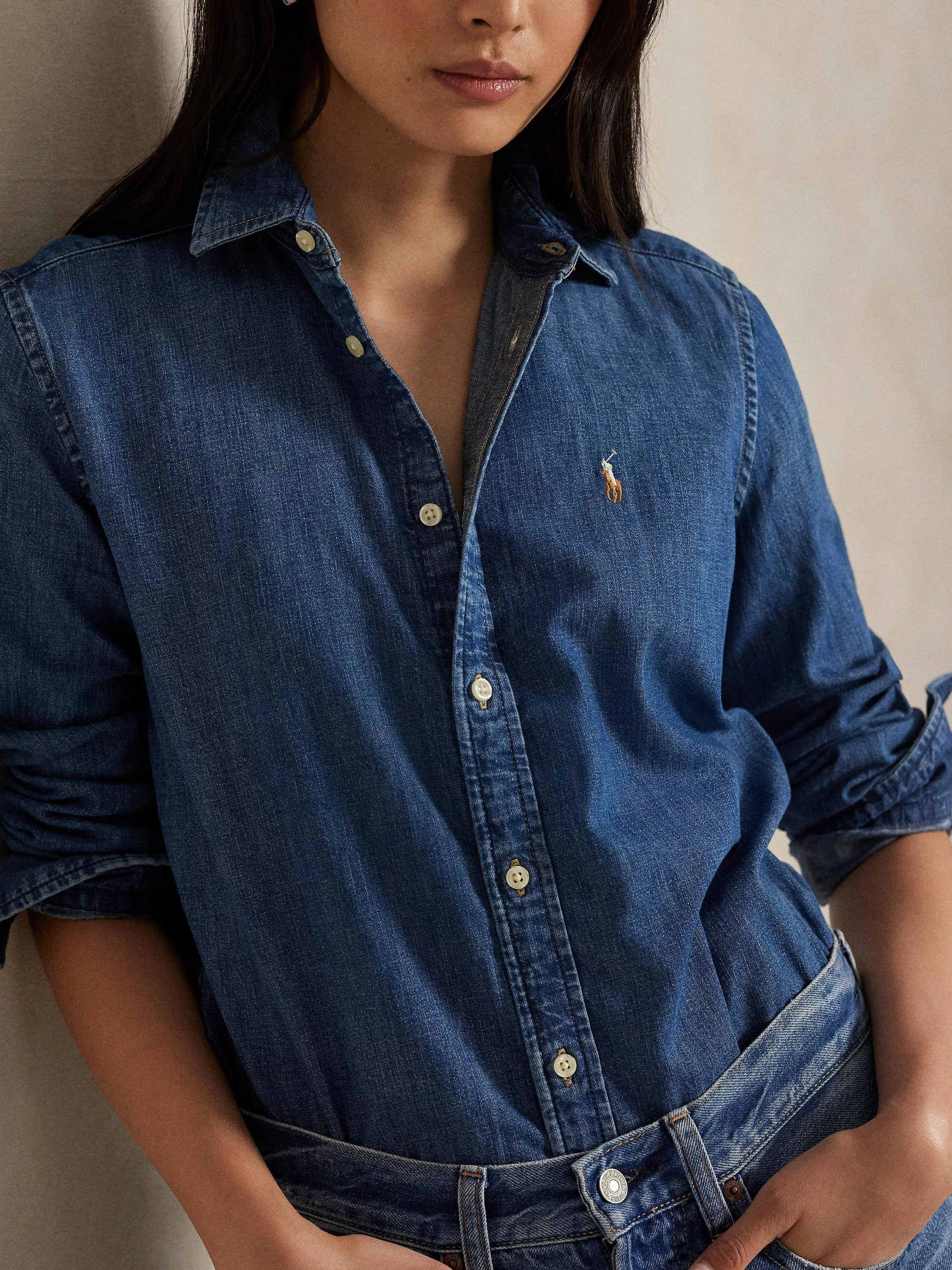 Ralph LaurenPolo Ralph Lauren Logo Denim Shirt, Blue, Blue, 6£185.00Price promise | John Lewis (UK)