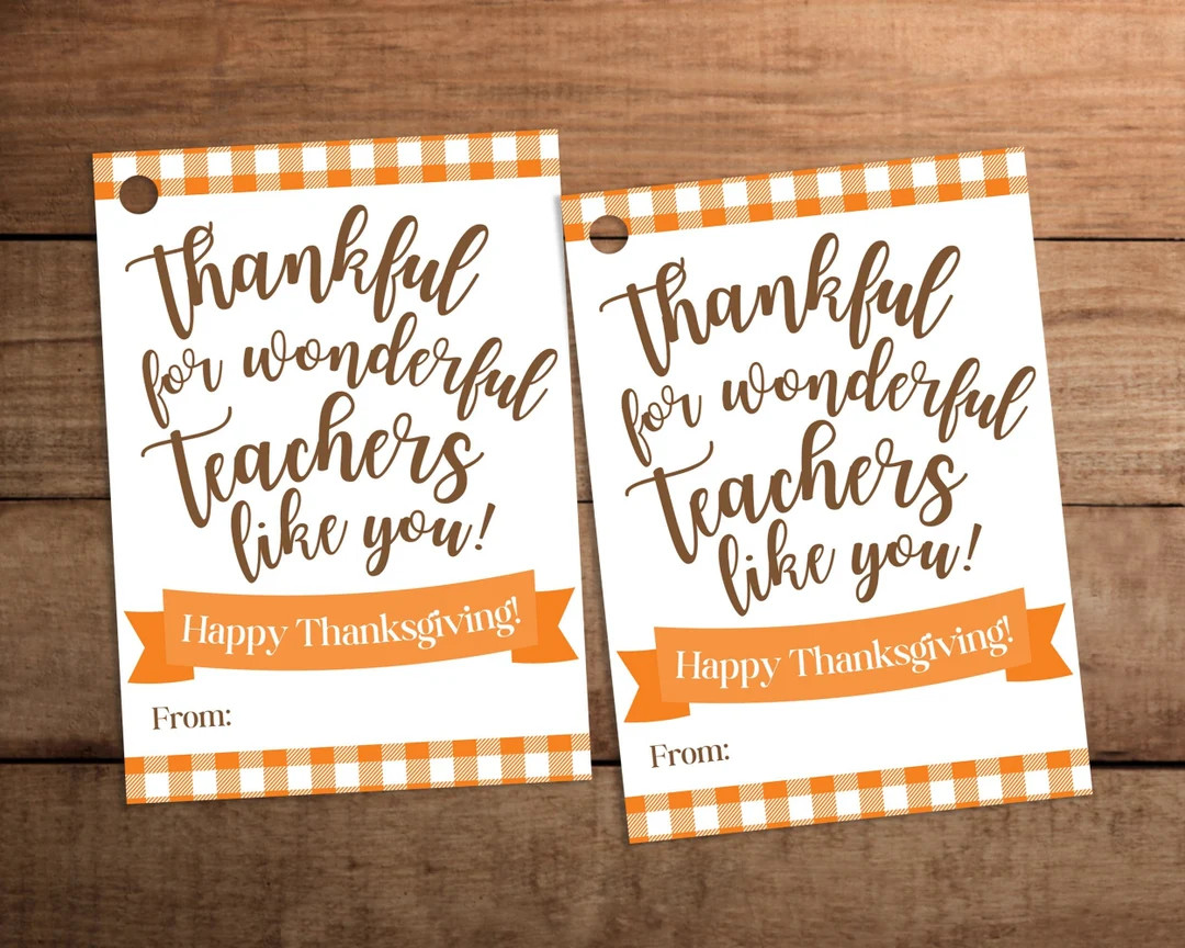 Teacher Appreciation Thanksgiving Thank You Gift Tag Printable Digital Download Thankful for Teac... | Etsy (US)