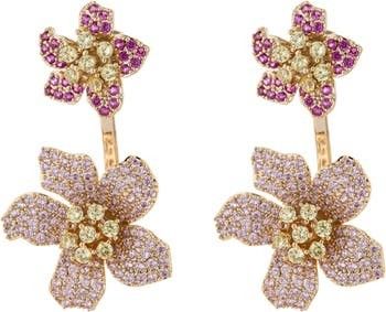 EYE CANDY LOS ANGELES 18K Gold Plated Pink Rose CZ Crystal Earrings | Nordstromrack | Nordstrom Rack